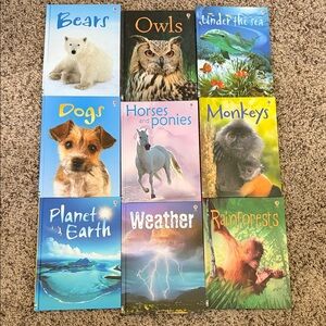 Children's Animal & Nature Book Set - Blue, Green, Yellow Covers
